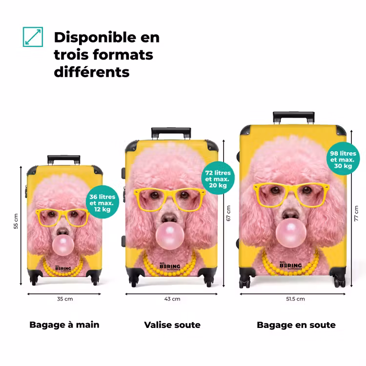 Valise - Chien - Chewing-gum - Animaux - Moderne - Rose — 3
