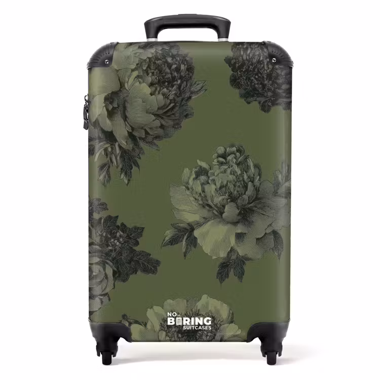 Valise - Classique - botanique - vert d'olive - fleurs — 1