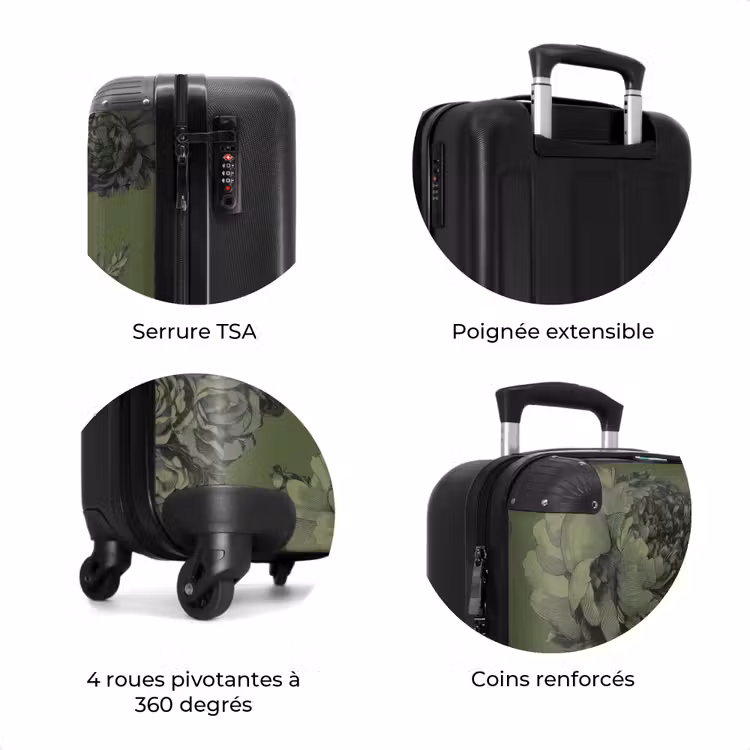 Valise - Classique - botanique - vert d'olive - fleurs — 8
