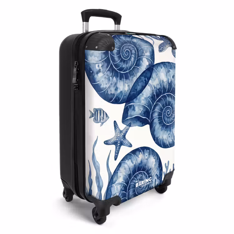 Valise - Coquillage - Spirale - Vie marine - Aquarelle - Bleu — 2