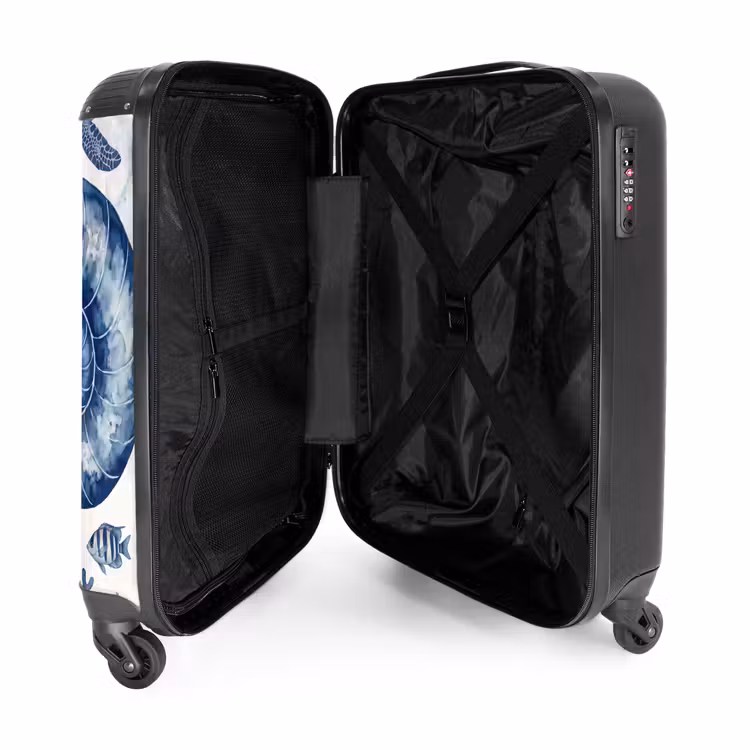 Valise - Coquillage - Spirale - Vie marine - Aquarelle - Bleu — 5