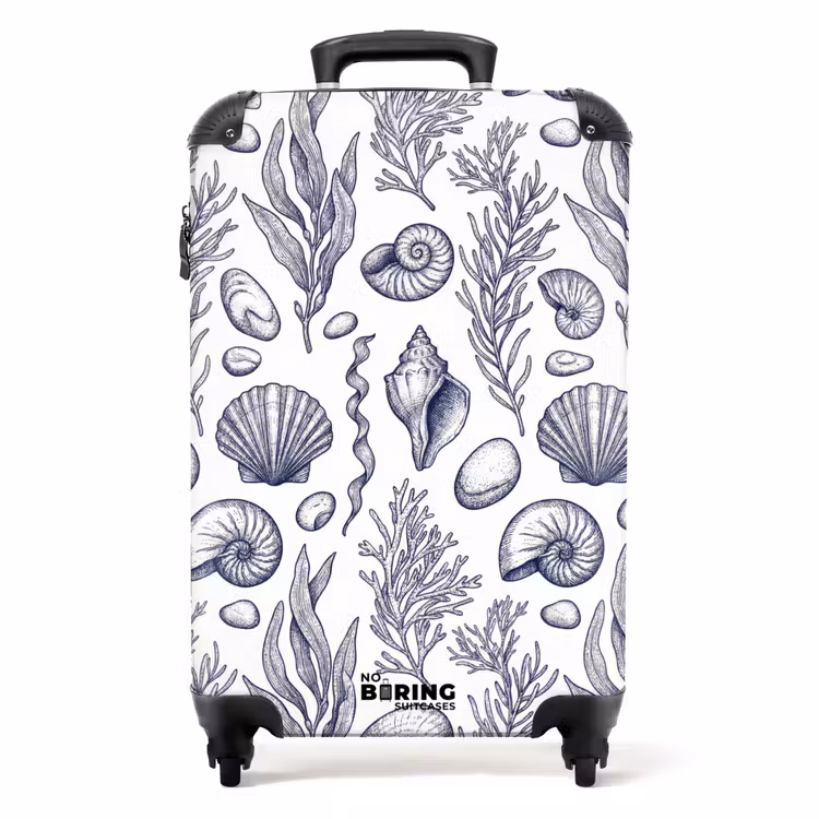 Valise - Coquillages - Algues - Océan - Illustration - Bleu — 1