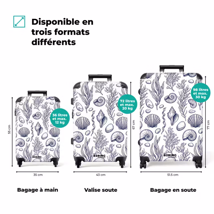 Valise - Coquillages - Algues - Océan - Illustration - Bleu — 3
