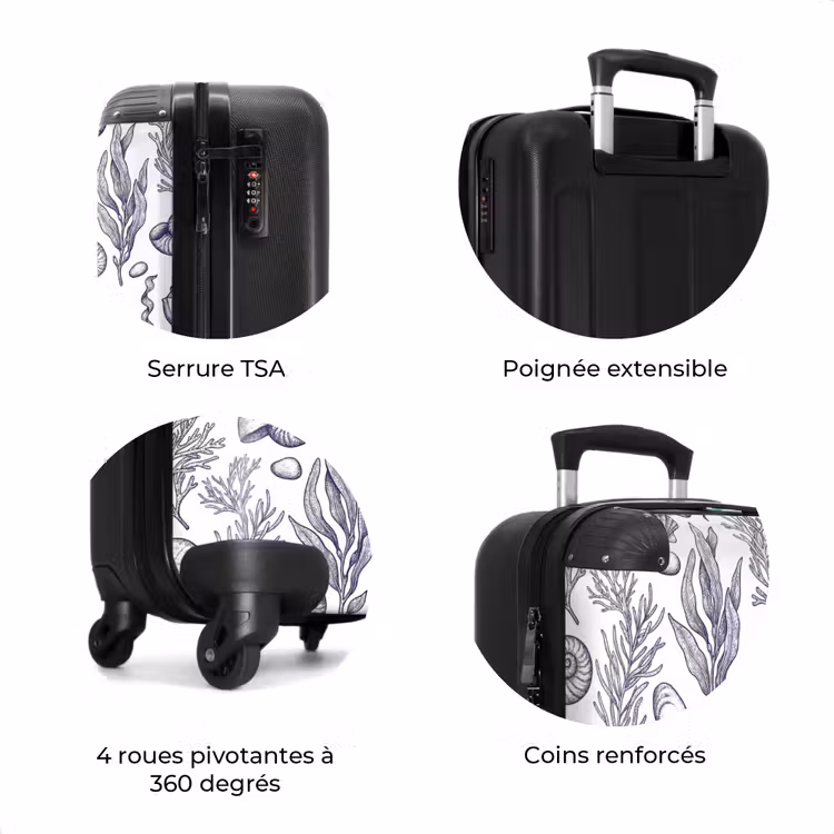 Valise - Coquillages - Algues - Océan - Illustration - Bleu — 8