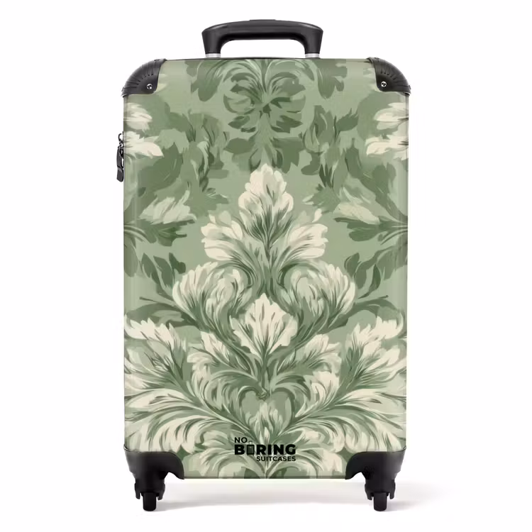 Valise - Élégant - Vert clair - Plantes - Motif - Cintré — 1