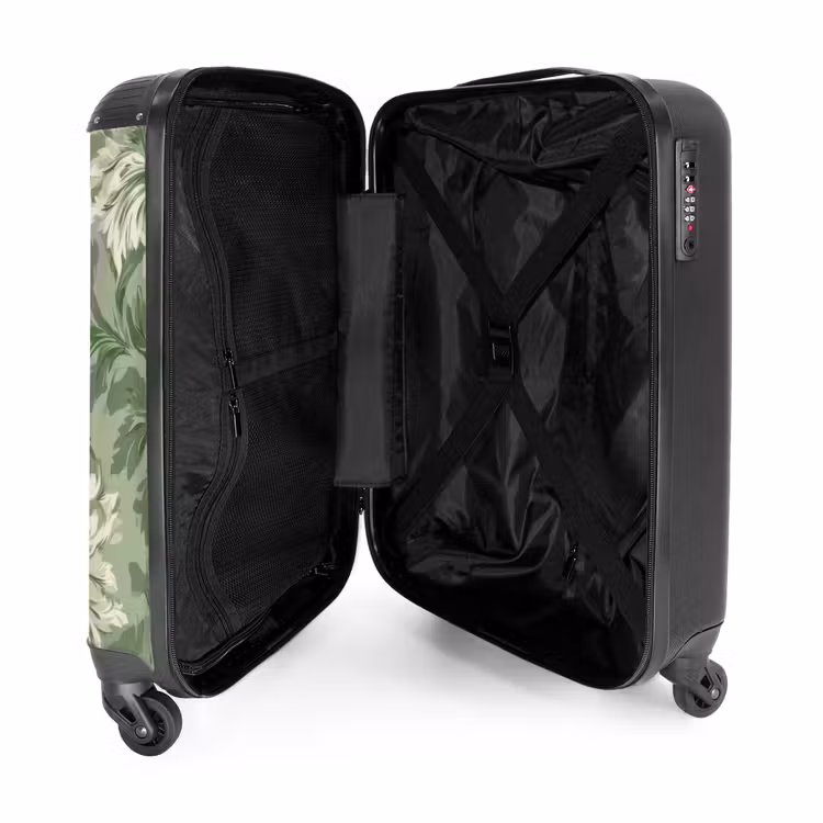 Valise - Élégant - Vert clair - Plantes - Motif - Cintré — 5