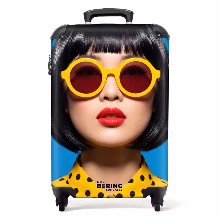 Valise - Femme - Lunettes de soleil - Pop Art - Portrait - Jaune — 1