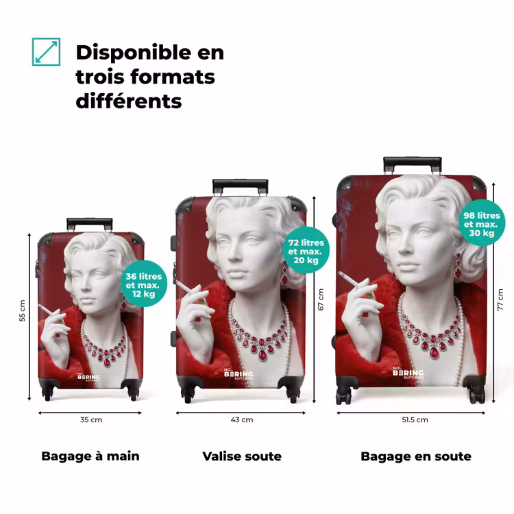 Valise - Femme - Manteau de fourrure - Mode - Classique - Rouge — 3