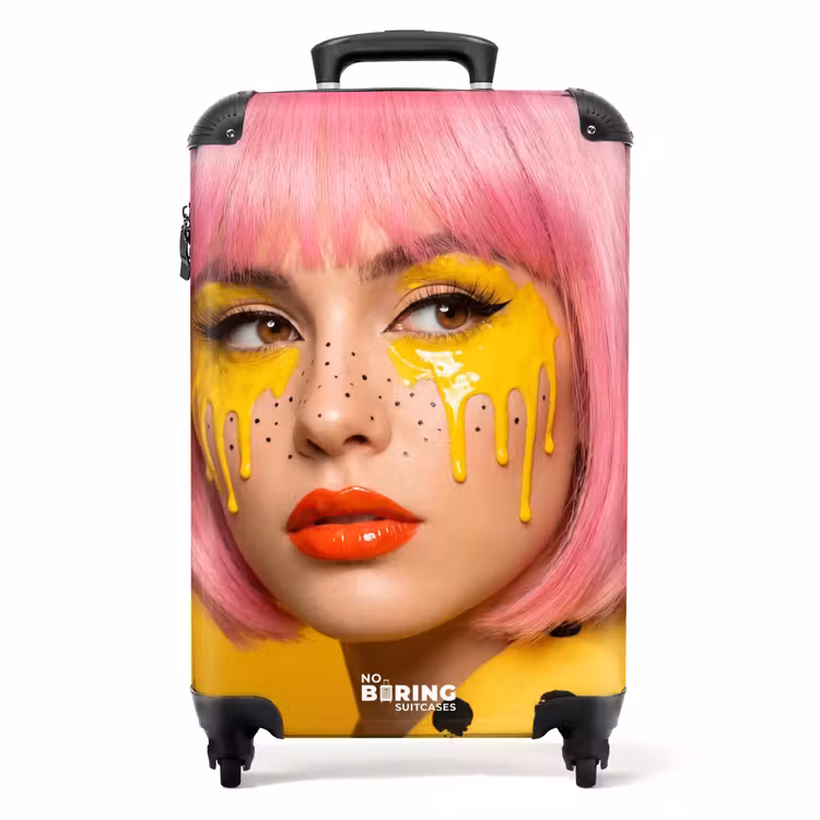 Valise - Femme - Portrait - Abstrait - Coloré - Jaune — 1