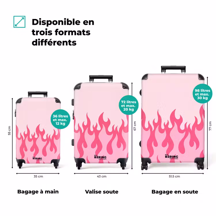 Valise - Flammes - Motif - Abstrait - Moderne - Rose — 1