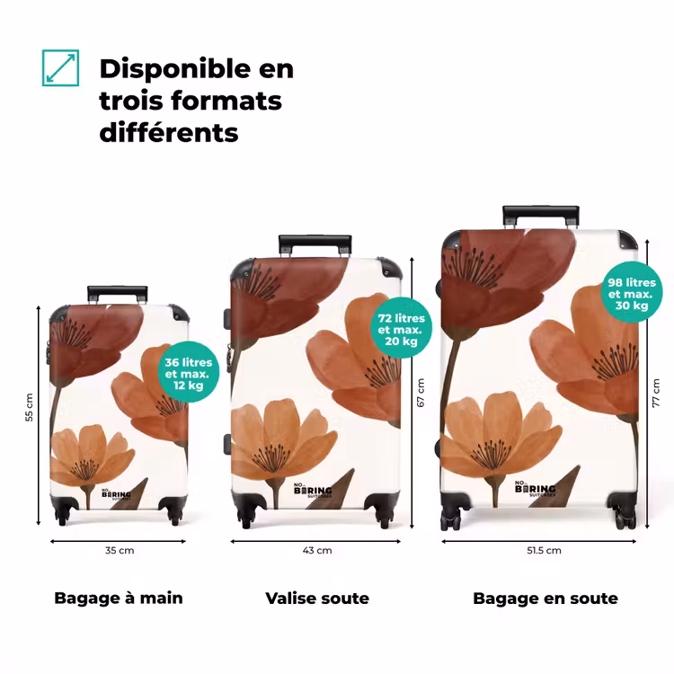 Valise - Fleurs - Abstrait - Moderne - Marron - Décoratif — 1