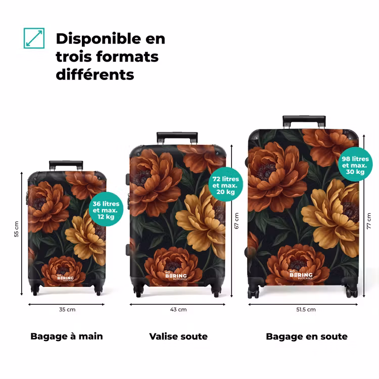 Valise - Fleurs - Feuilles - Nature - Moderne - Orange — 1