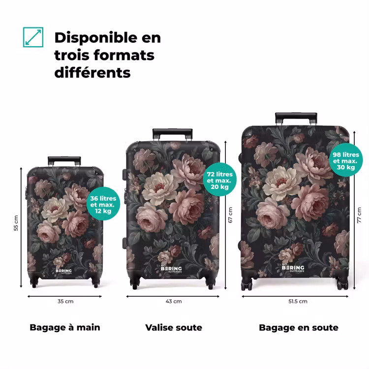 Valise - Fleurs - Motif - Élégant - Rose - Foncé — 1