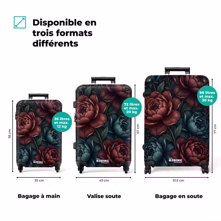 Valise - Fleurs - Motif - Nature - Classique - Sombre — 1