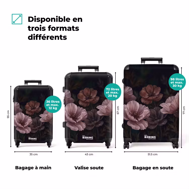 Valise - Fleurs - Nature - Rose - Sombre - Moderne — 1