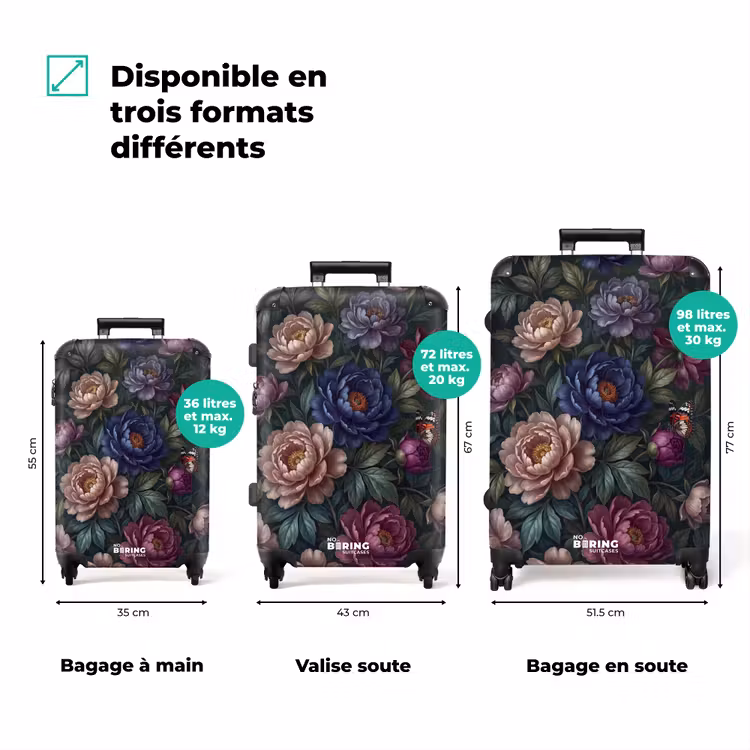 Valise - Fleurs - Papillon - Nature - Moderne - Violet — 1