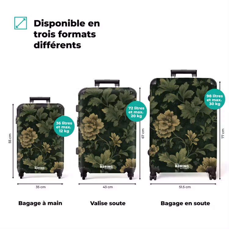 Valise - Foncé - Vert - Or - Botanique — 3