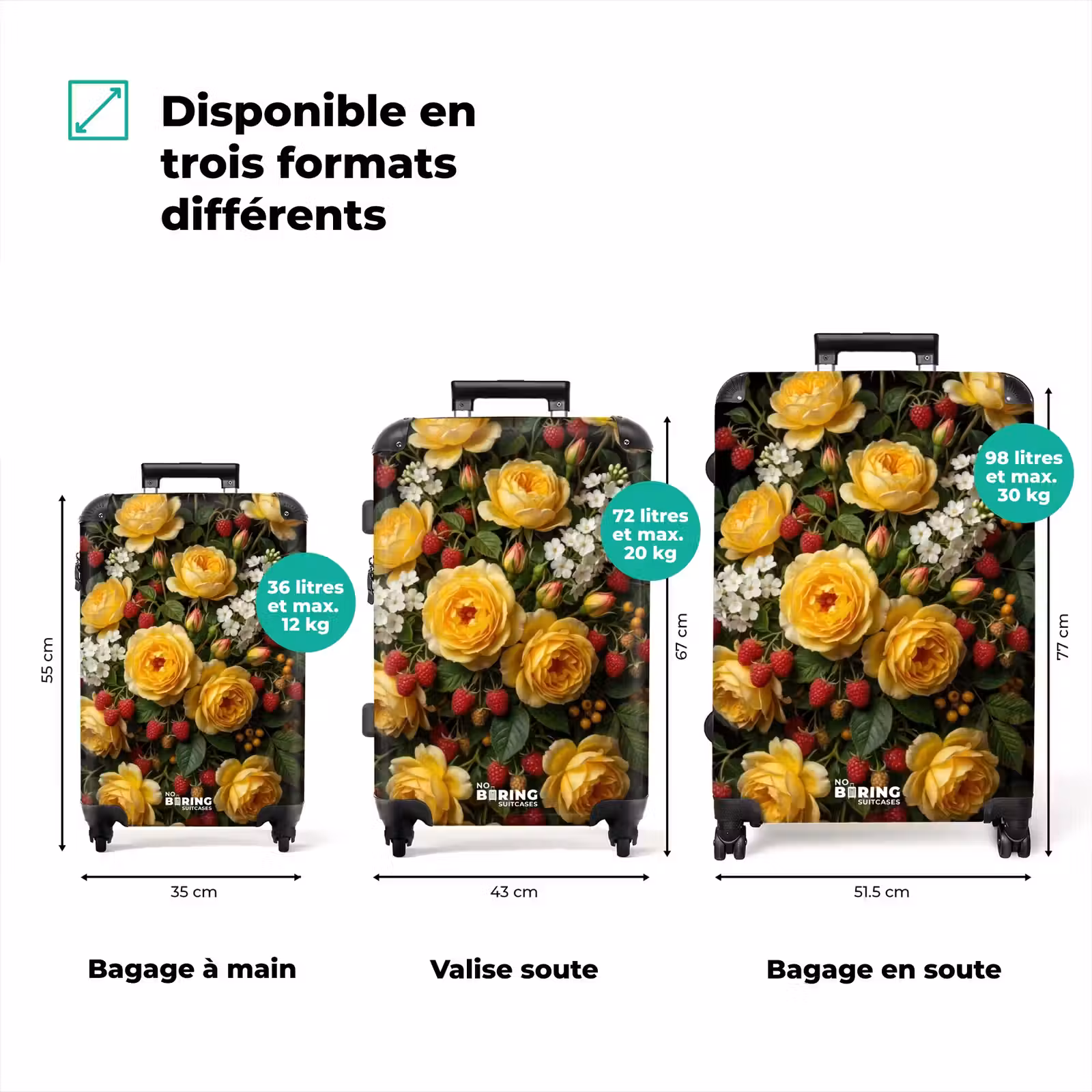 Valise - Fleurs - Bouquet - Nature - Classique - Jaune — 1