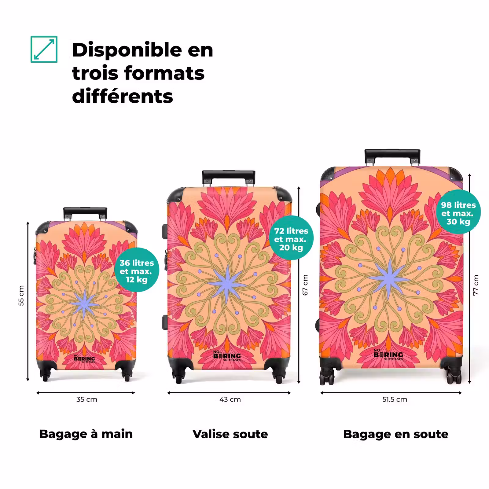 Valise - Fleurs - Motif - Abstrait - Rose - Décoratif — 1