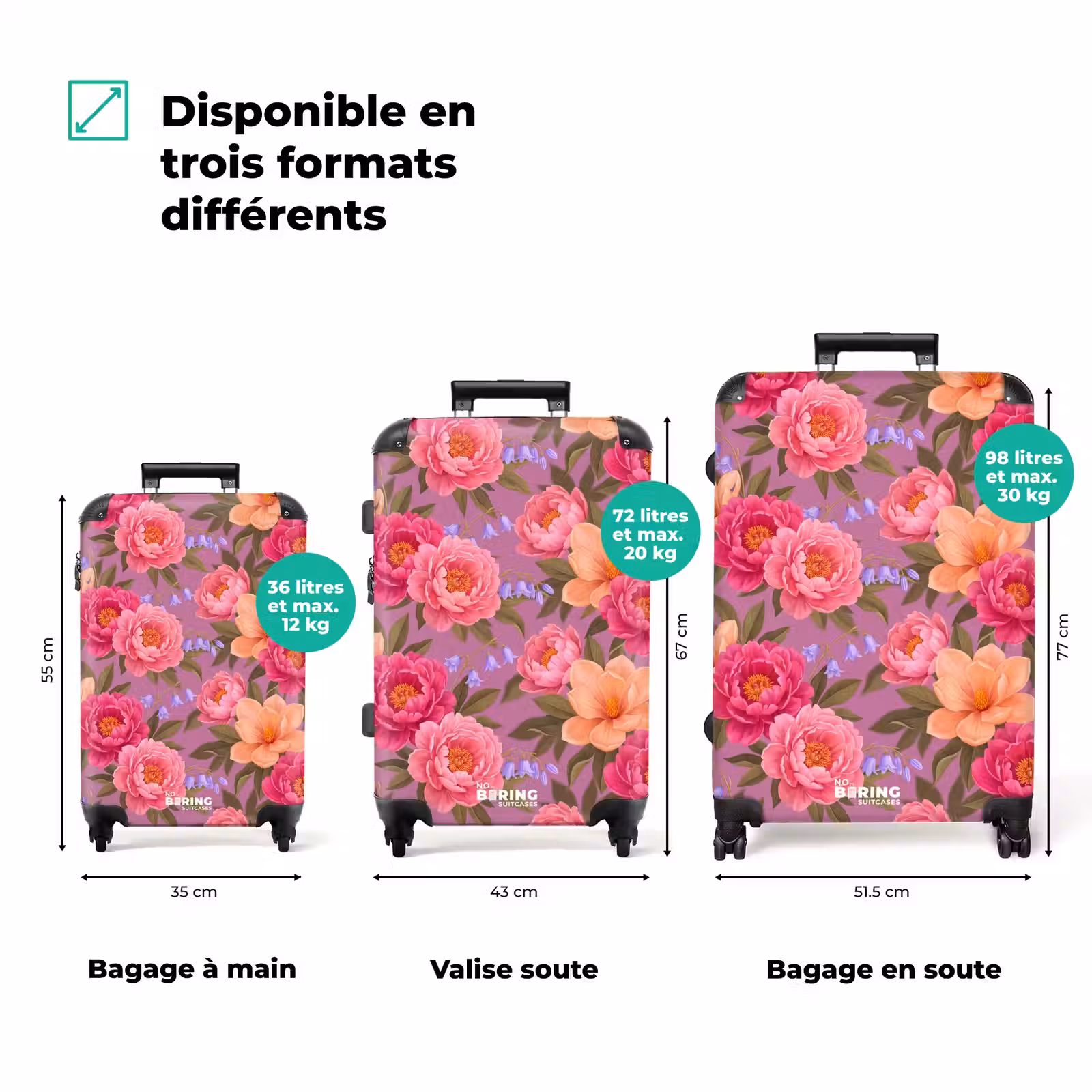 Valise - Fleurs - Motif - Illustration - Rose — 1