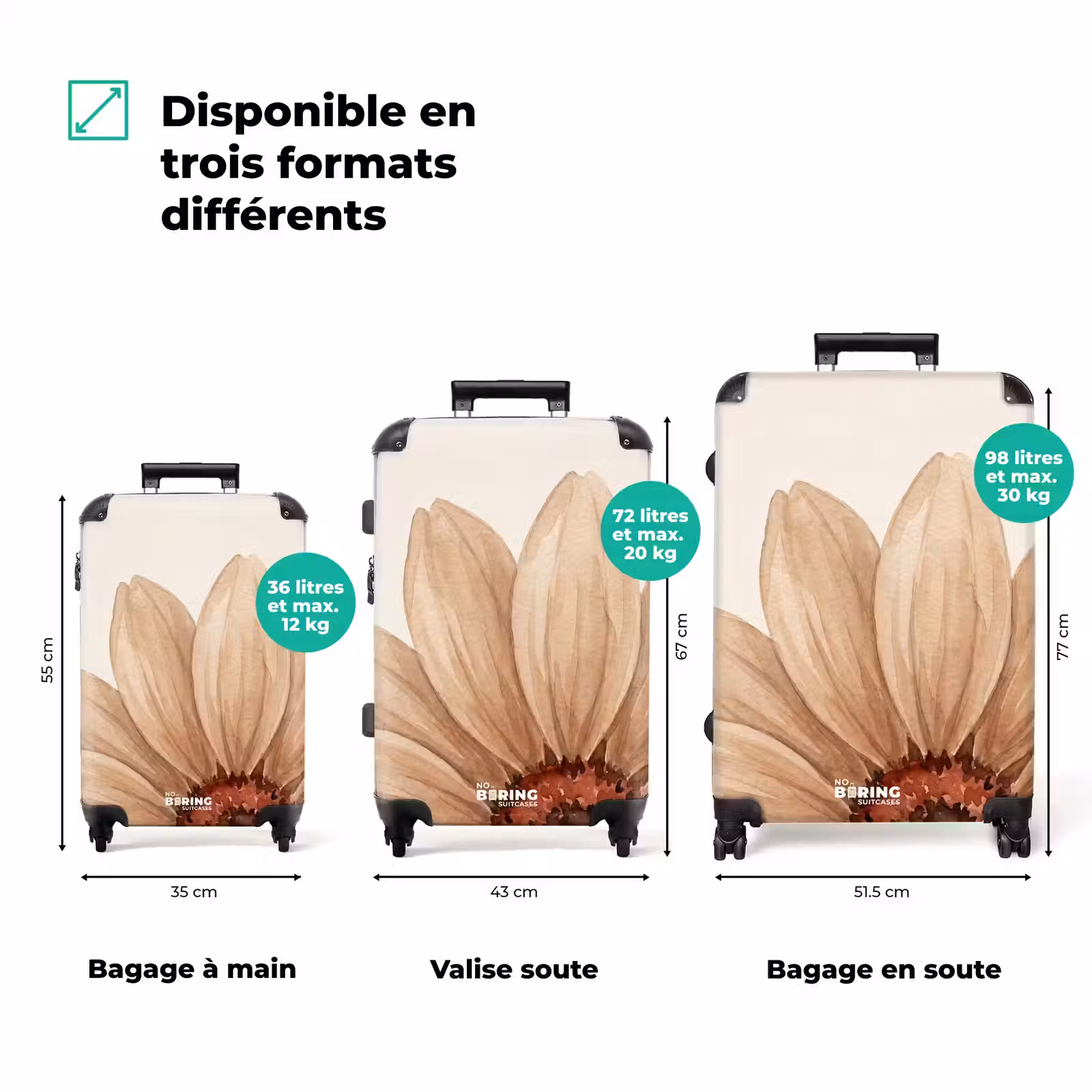 Valise - Fleurs - Pétale - Nature - Aquarelle - Beige — 1