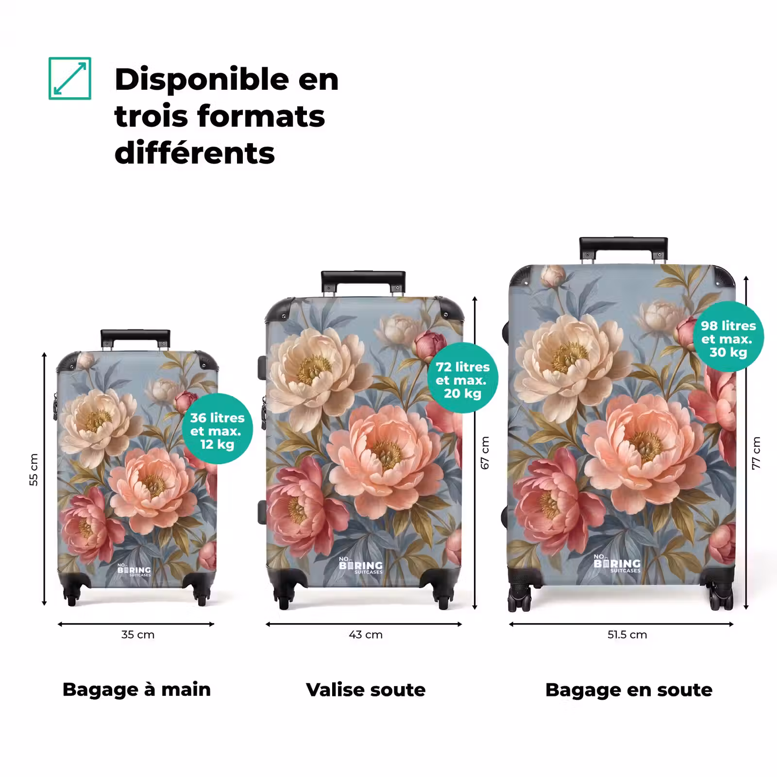 Valise - Fleurs - Rose - Beige - Moderne - Nature — 1