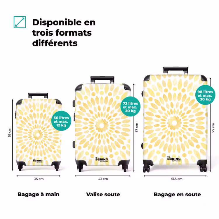 Valise - Abstrait - Géométrique - Rayonnant - Jaune — 1