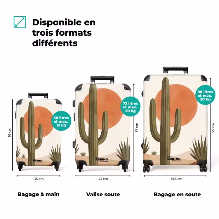 Valise - Cactus - Dunes - Moderne - Paysage - Vert — 1