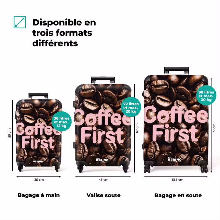 Valise - Coffee First - Grains de café - Rose — 1