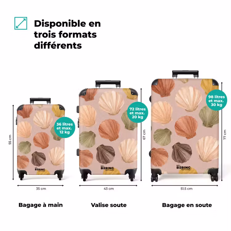 Valise - Coquillage - Motif - Mer - Aquarelle - Teintes terreuses — 1