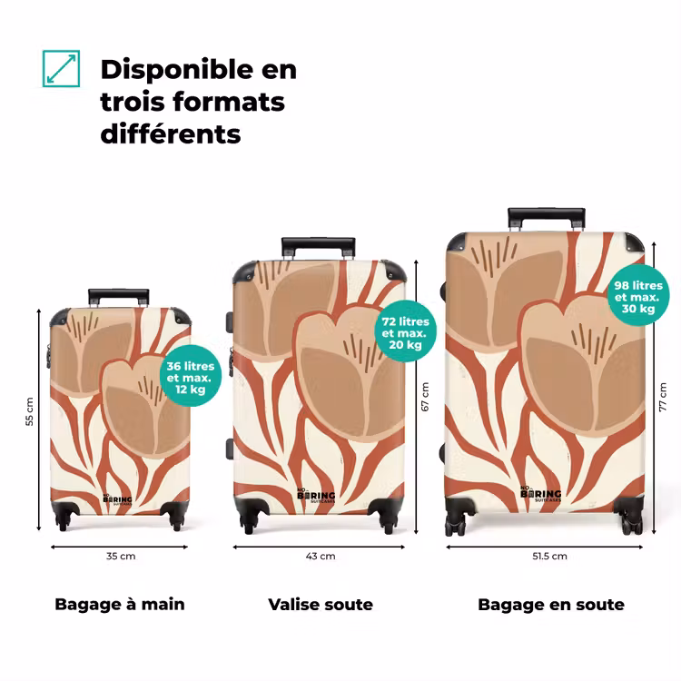Valise - Fleurs - Abstrait - Moderne - Beige - Nature — 1