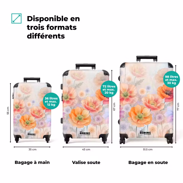Valise - Fleurs - Aquarelle - Nature - Moderne - Coloré — 1