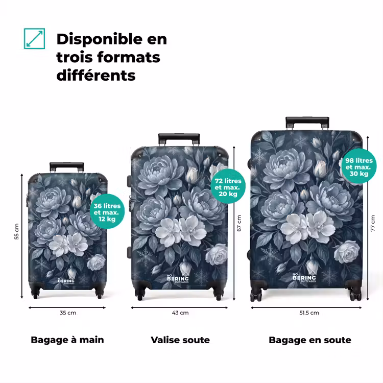 Valise - Fleurs - Bouquet - Hiver - Abstrait - Bleu — 1