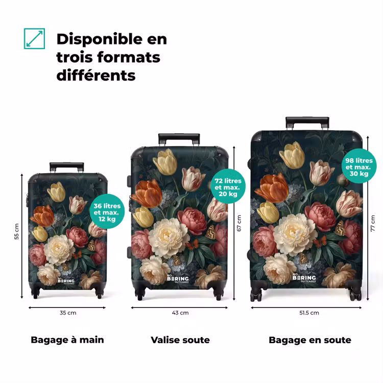 Valise - Fleurs - Bouquet - Nature - Classique - Sombre — 1