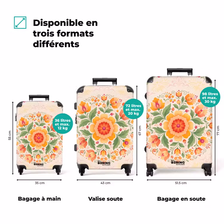Valise - Fleurs - Motif - Décoratif - Orange — 1