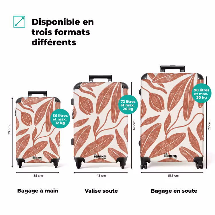 Valise - Fleurs - Motif - Moderne - Nature - Marron — 1