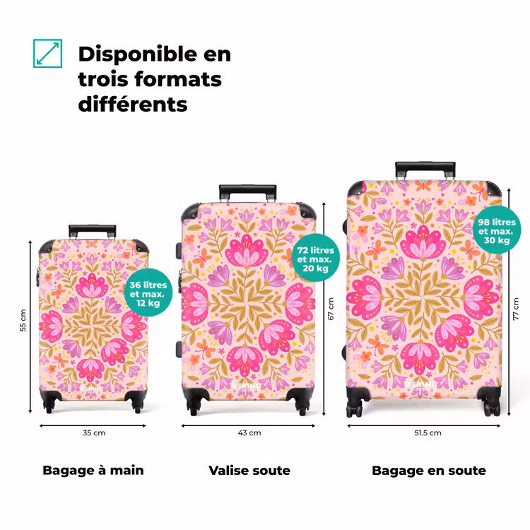 Valise - Fleurs - Motif - Nature - Abstrait - Rose — 1