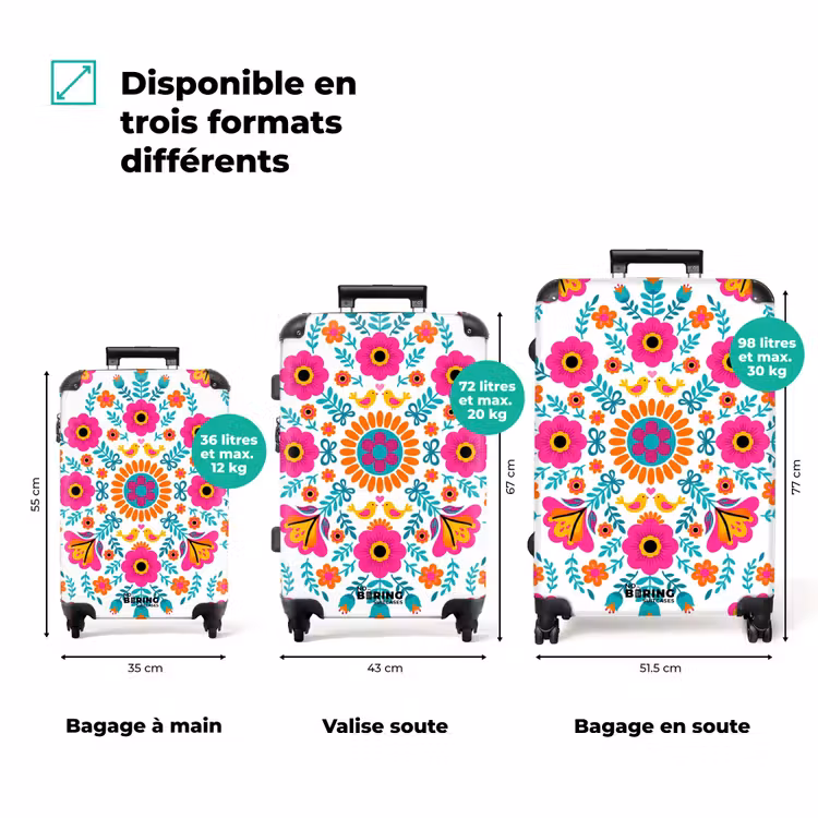 Valise - Fleurs - Oiseaux - Motifs - Coloré - Moderne — 1