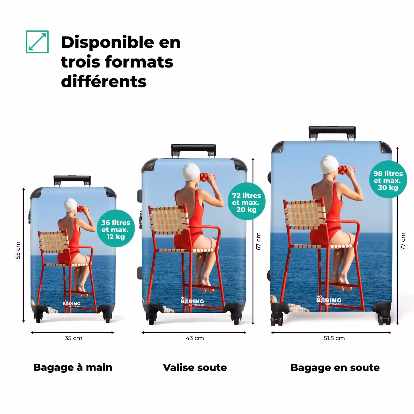 Valise - Femme - Mer - Côte - Jumelles - Rouge — 1
