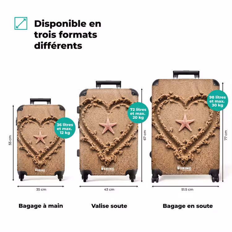 Valise - Animaux - Cœur - Plage - Sable - Rose — 1