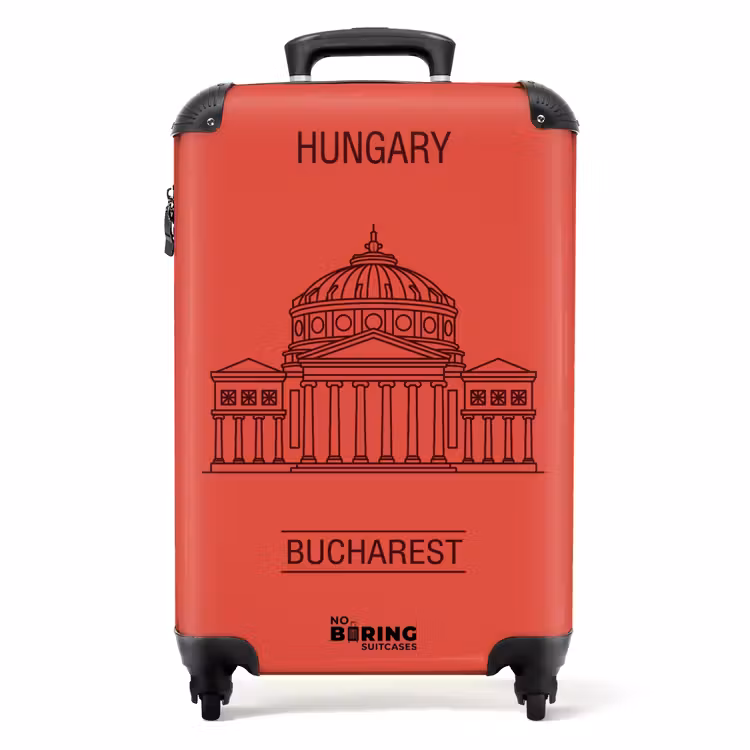 Valise - Architecture - Bucarest - Urbain - Dessin au trait - Rouge — 1