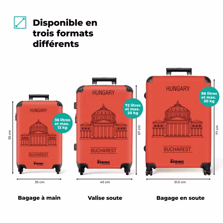 Valise - Architecture - Bucarest - Urbain - Dessin au trait - Rouge — 3