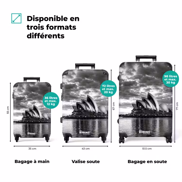 Valise - Architecture - Eau - Ville - Moderne - Noir - Blanc — 3