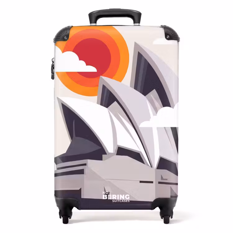 Valise - Architecture - Paysage urbain - Moderne - Gris - Orange — 1