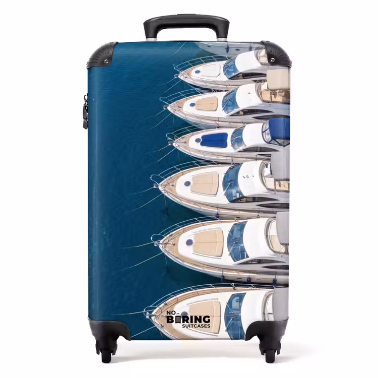 Valise - Bateau - Port de plaisance - Eau - Été - Bleu — 1