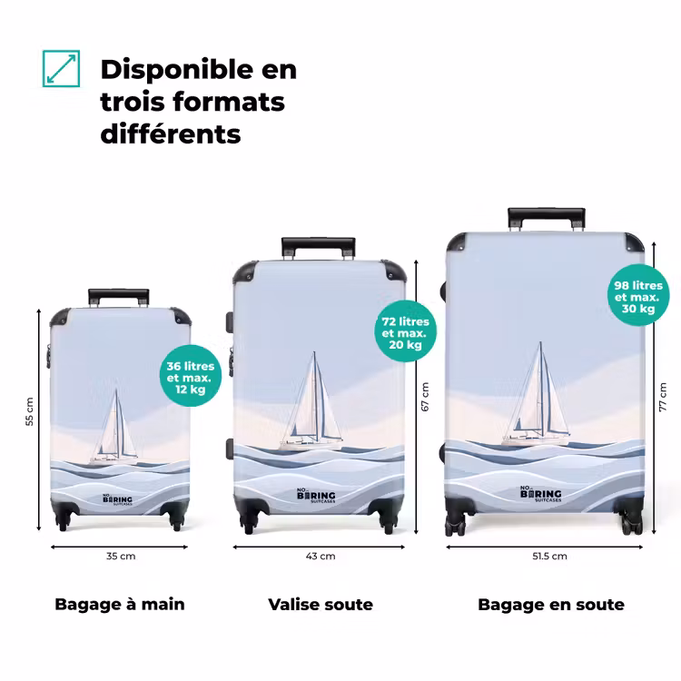 Valise - Bateau - Voile - Mer - Moderne - Beige — 3