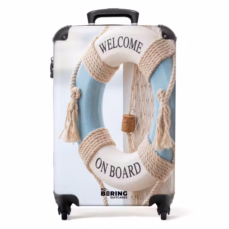 Valise - Bouée de sauvetage - Maritime - Bienvenue - Bleu - Blanc — 1