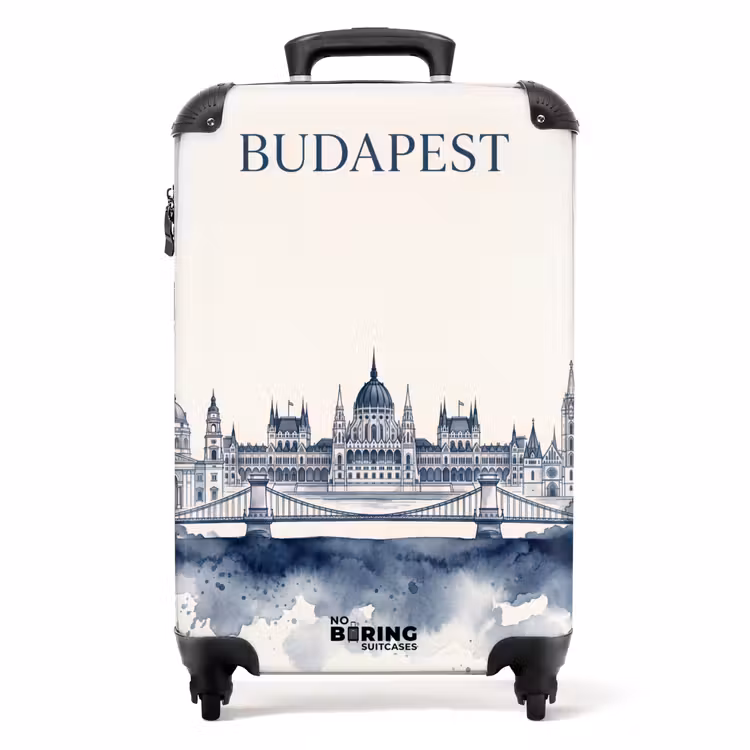 Valise - Budapest - Panorama urbain - Architecture - Aquarelle - Bleu — 1