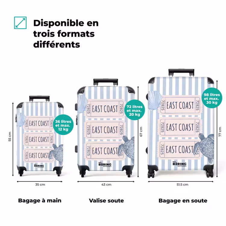 Valise - Coquillage - Océan - Côte - Bleu - Illustration — 3