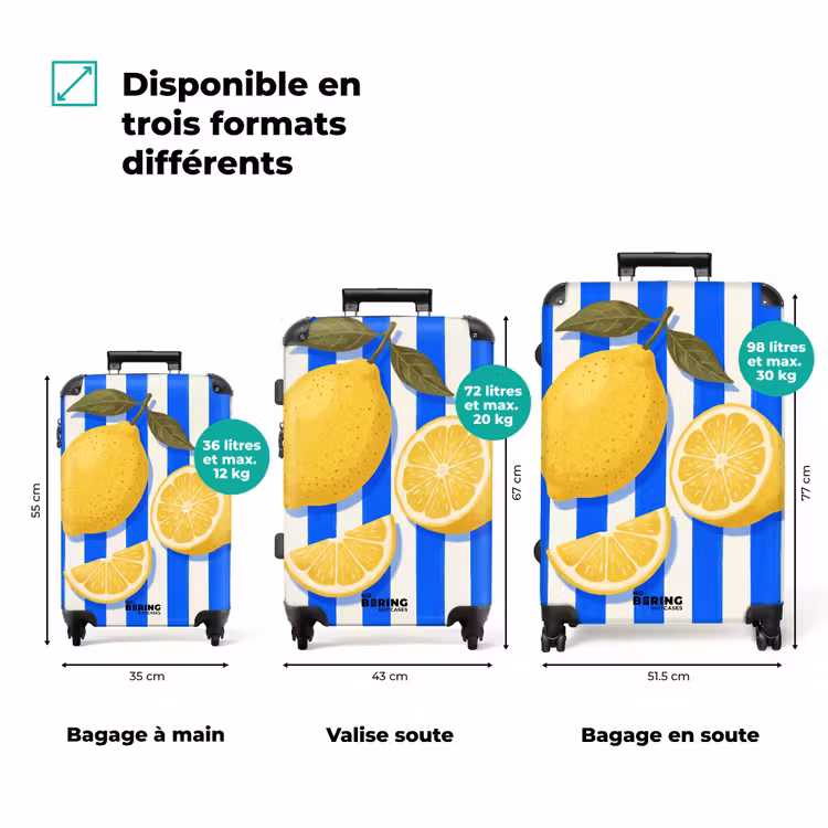 Valise - Fruits - Citron - Été - Jaune - Bleu — 1